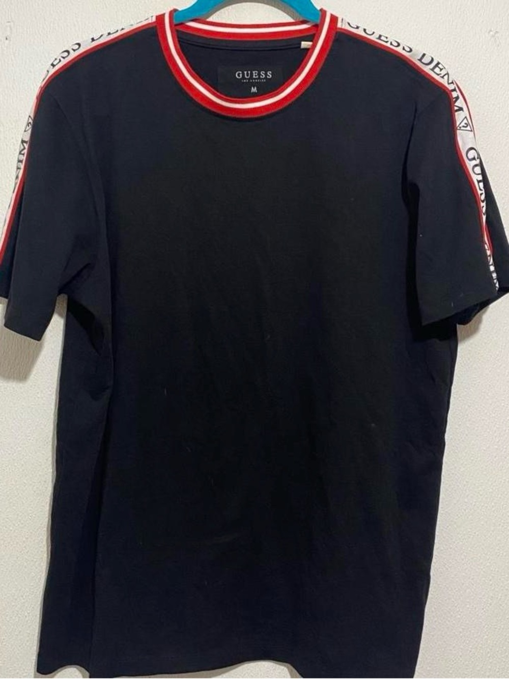 GUESS Black Short-Sleeve Tee with Red & White Trim